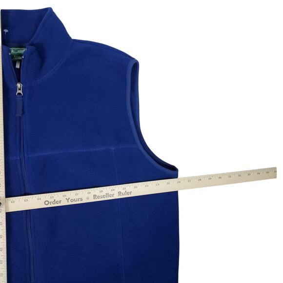 LL Bean Fleece Vest Men XL Tall Blue Polartec Full Zip Outdoors Zip Pockets Warm - Picture 11 of 12